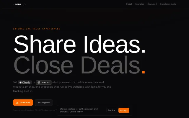 Nopp – AI-generated interactive sales microwebsites