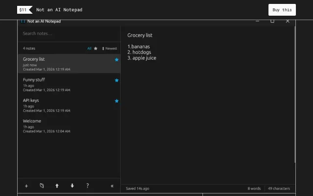 Not an AI Notepad. 5MB local only notes app for Windows (Rust, SQLite)