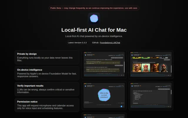 Foundations Chat, macOS AI chat built on Apple's local models