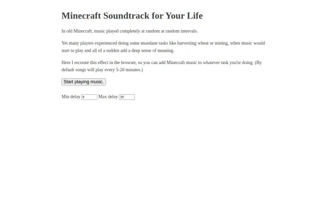 Minecraft music player, with random intervals like in the game