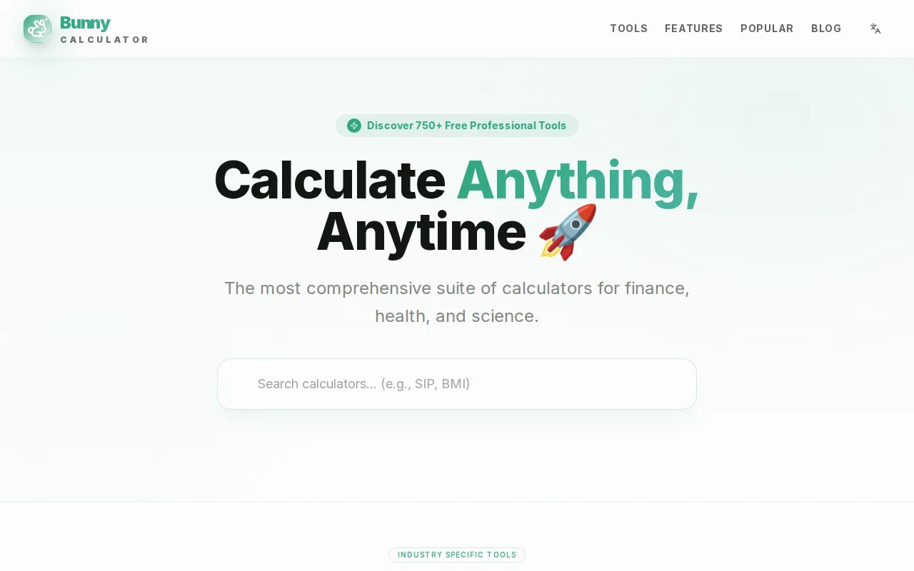 Bunny Calculator – A fast, free, and clean suite of web calculators