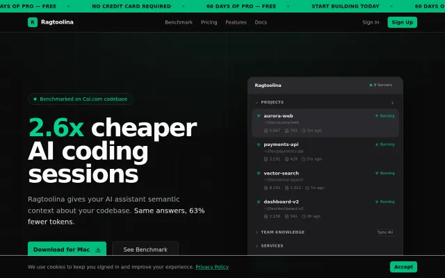 Ragtoolina – MCP tool that adds codebase RAG to AI coding agents