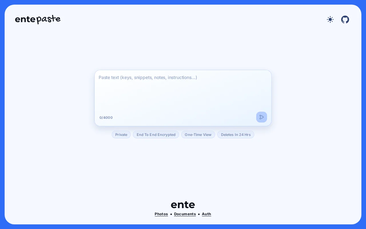 Self-destructing, end-to-end encrypted Pastebin
