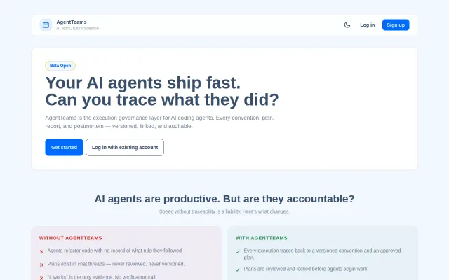 AgentTeams – Traceable AI coding workflows