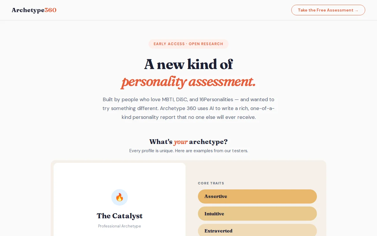 Try Archetype 360 – AI‑powered personality test, 3× deeper than MBTI