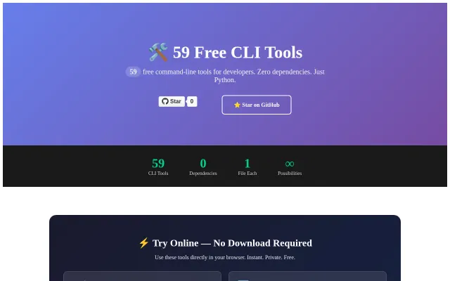 Free CLI Tools – Zero Dependencies, MIT Licensed