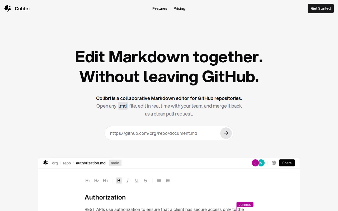 Turn any GitHub .MD into a collaborative editor by replace "g" with tune