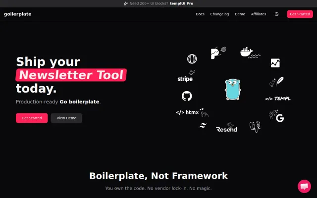 Goilerplate and templUI Pro, two products for Go and templ developers