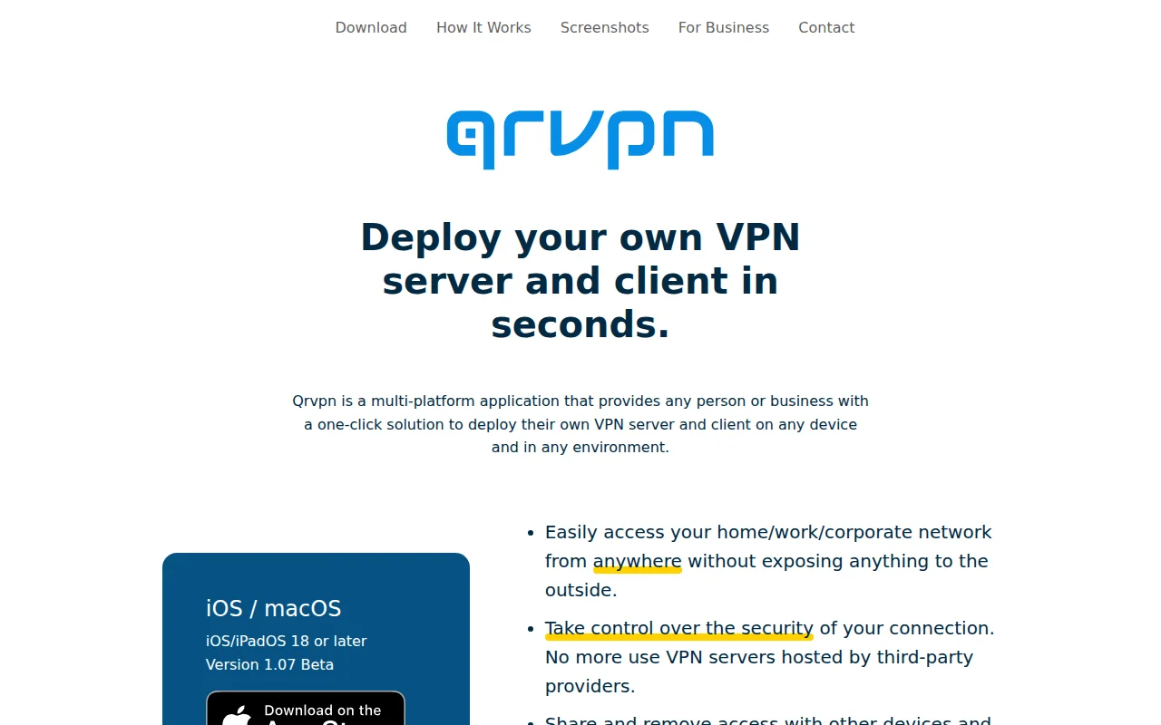 Qrvpn – deploy and run VPN server on any device and behind NAT/FW