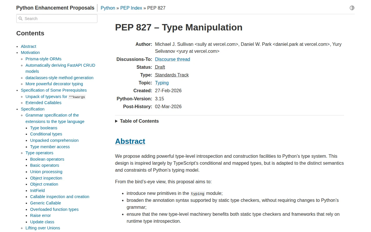 PEP 827 – TS-like type manipulation in Python