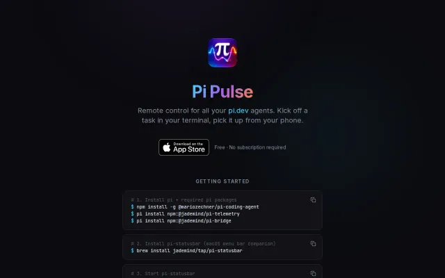PiPulse – iOS App to remote control your pi.dev agents