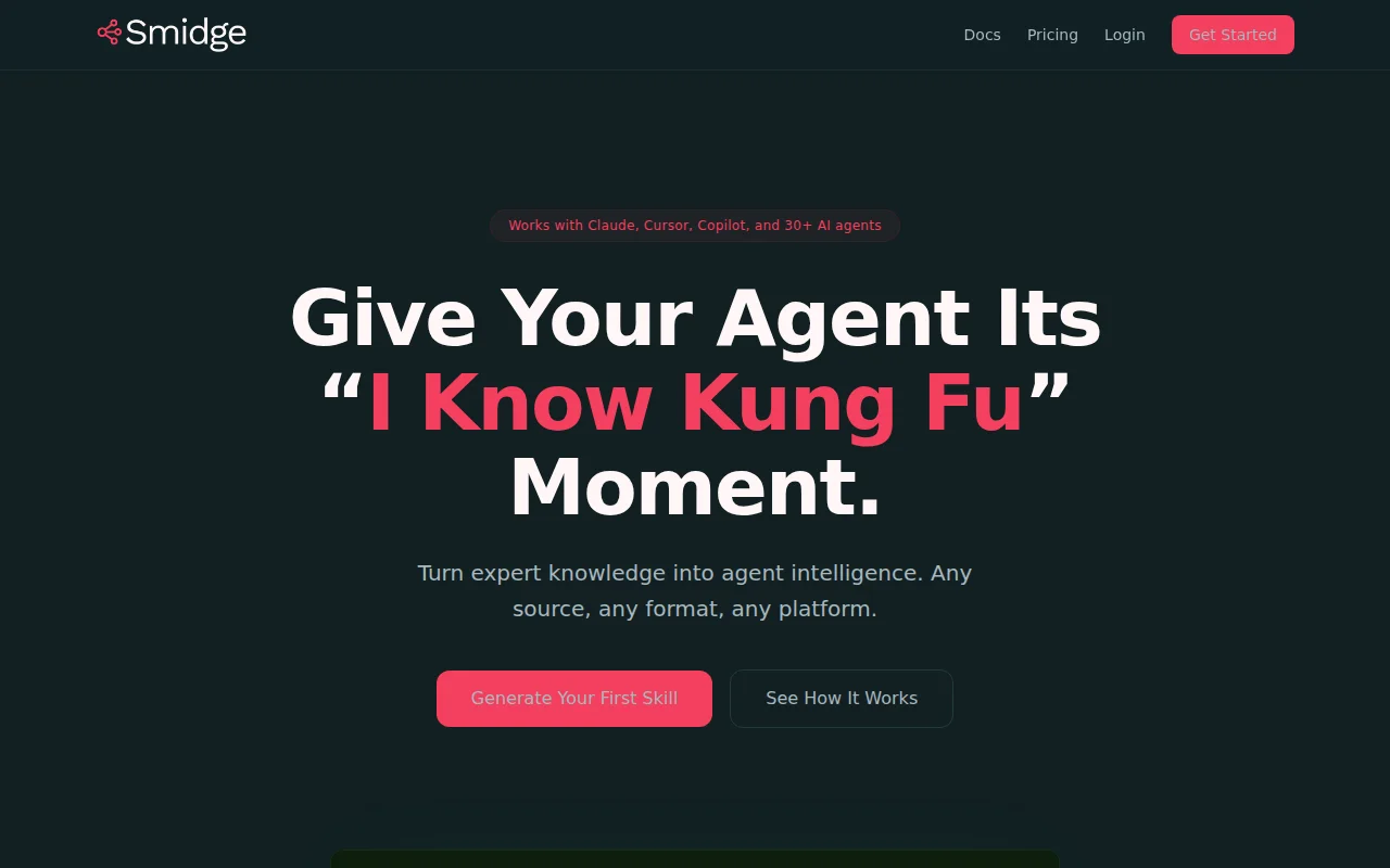 Smidge. Turn expert knowledge into agent intelligence