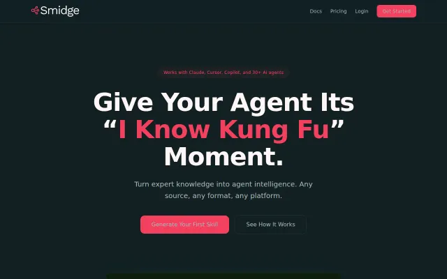 Smidge. Turn expert knowledge into agent intelligence