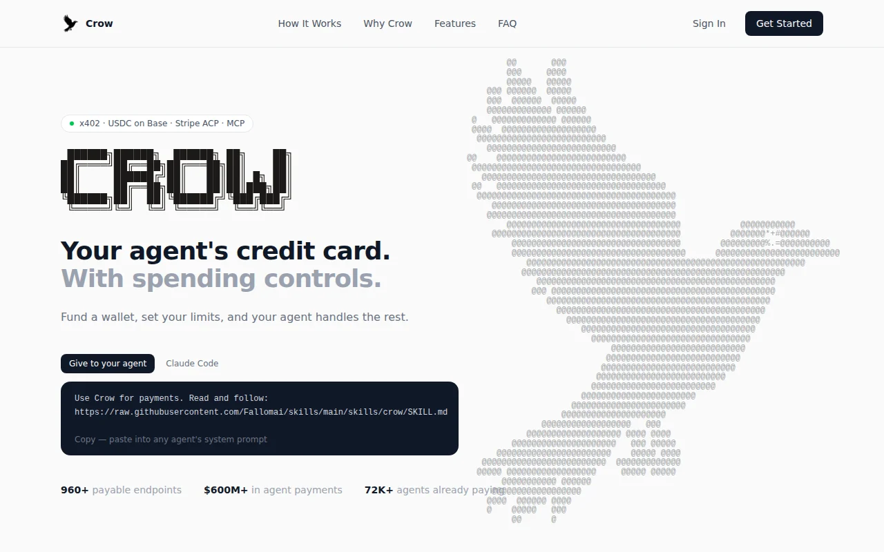 CrowPay – add x402 in a few lines, let AI agents pay per request