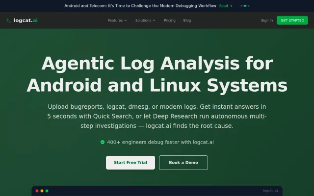 Logcat.ai – Observability for Android, Telecom, Automotive System Logs