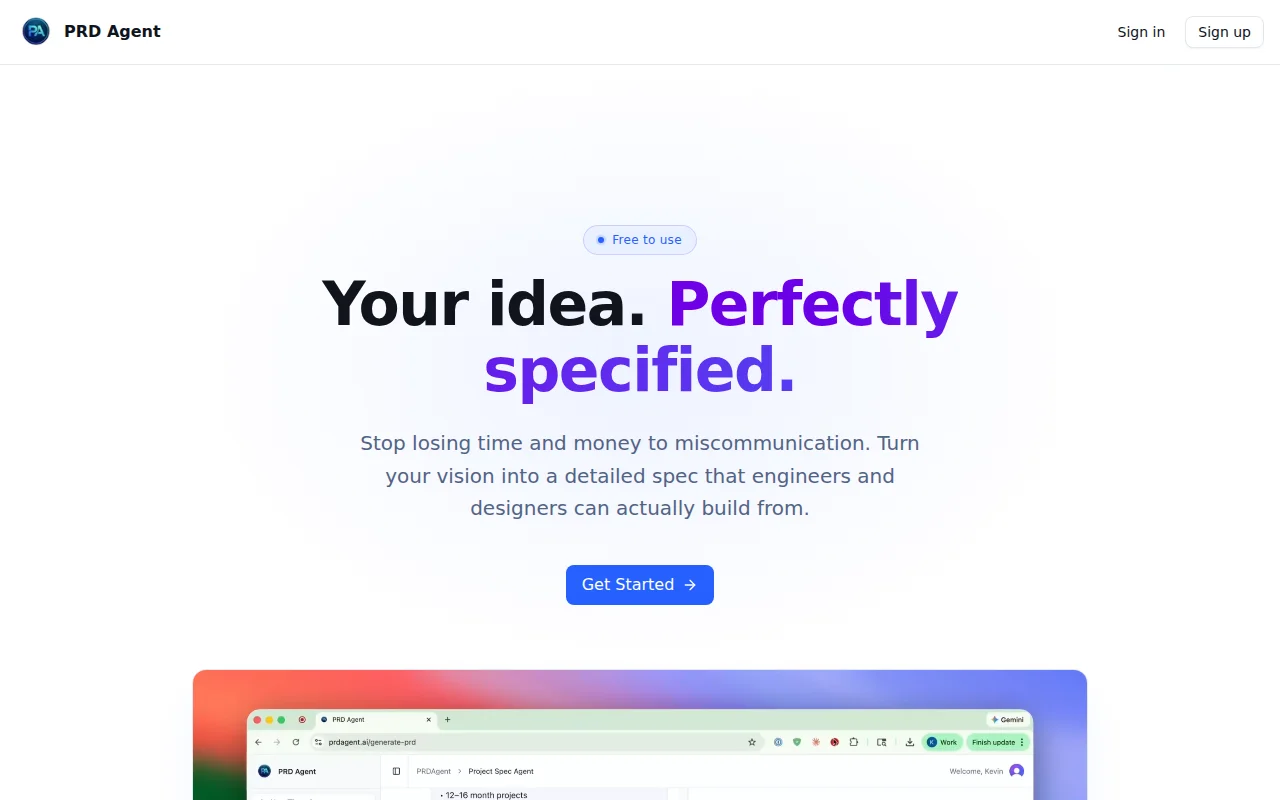 PRD Agent – Turn your app idea into a shareable RPD in minutes