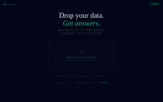 CSV Analyzer – drag-and-drop data analysis with AI insights
