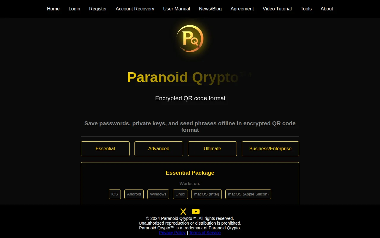 Paranoid Qrypto Offline/air-gapped/encryption(Argon2id+AES-256-GCM)