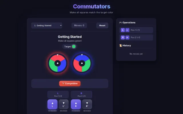 A Puzzle Game Based on Non-Commutative Operations