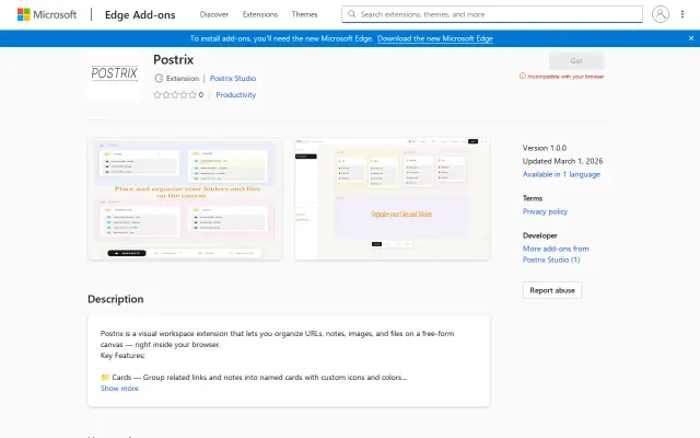 Postrix – A canvas for folders and links (Beta)