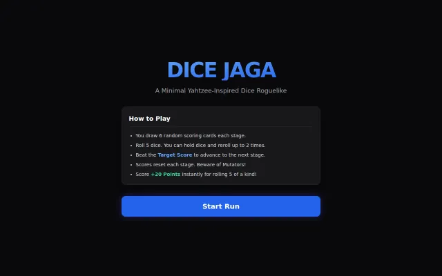 Dice Jaga – A simple Yahtzee x Roguelike inspired web game