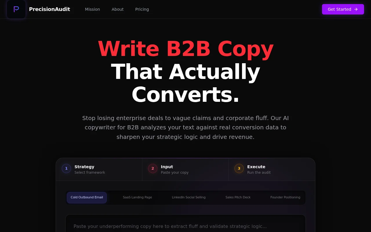 PrecisionAudit–An AI copy auditor that actively deletes marketing fluff