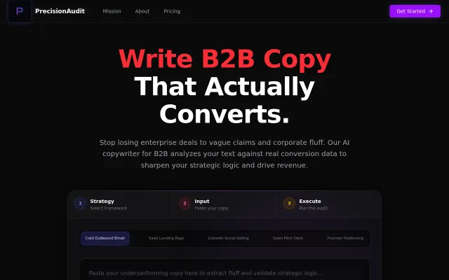 PrecisionAudit–An AI copy auditor that actively deletes marketing fluff
