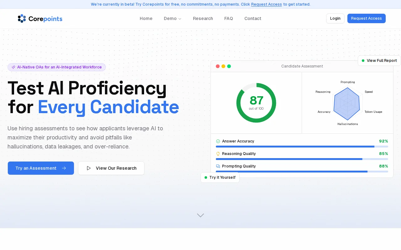 Corepoints – Screen Candidates for AI Proficiency at Scale (Demo Run)