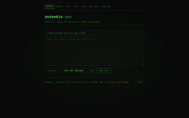 Modembin – A pastebin that encodes your text into real FSK modem audio