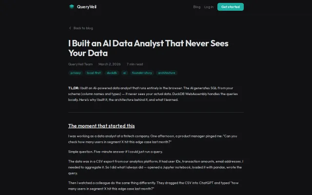 I built an AI data analyst that never sees your data