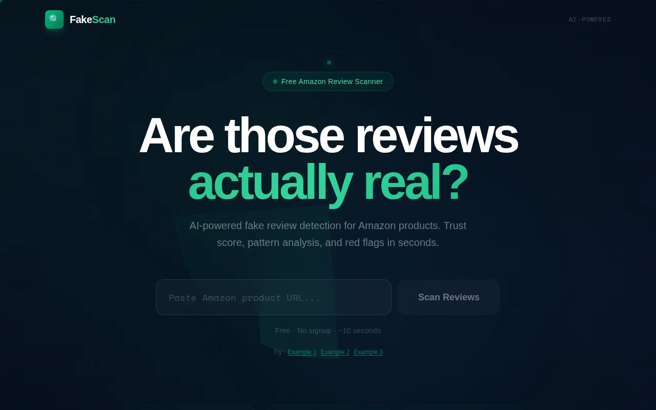 FakeScan – Free AI fake review detector (Fakespot alternative)
