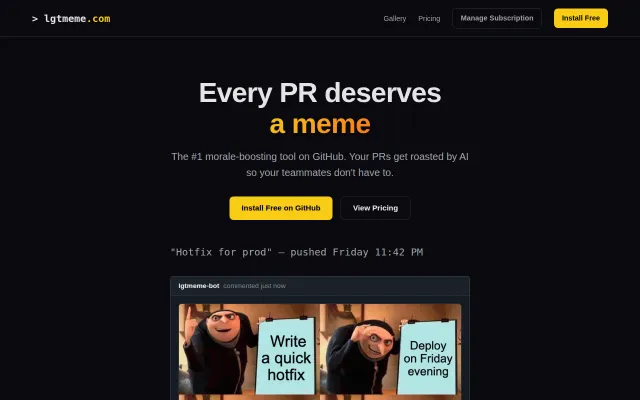 LGTMeme – AI-generated memes for your pull requests