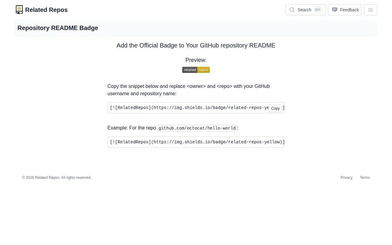 Readme badge to quickly find related open source repos