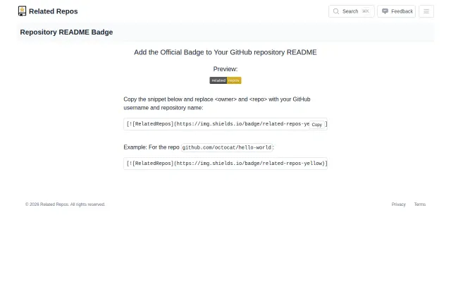Readme badge to quickly find related open source repos