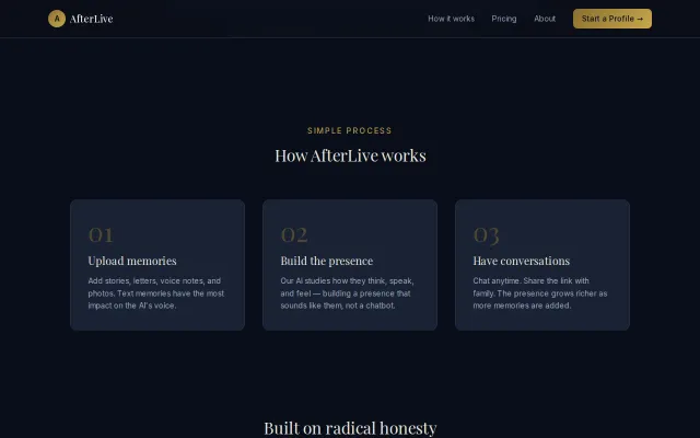 AfterLive – AI digital legacy that lets loved ones hear from you