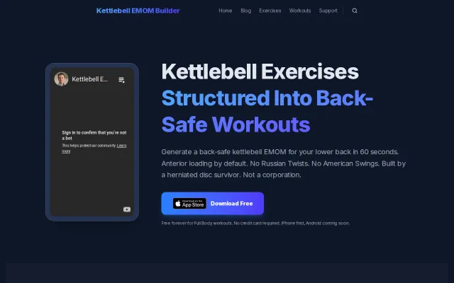 Herniated disc made me build a back-safe kettlebell app