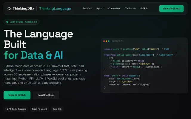 I built a new programming language for AI and Data – 'ThinkingLanguage'