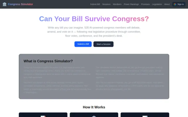 SimCongress – a scale model simulation of all 535 congressional members