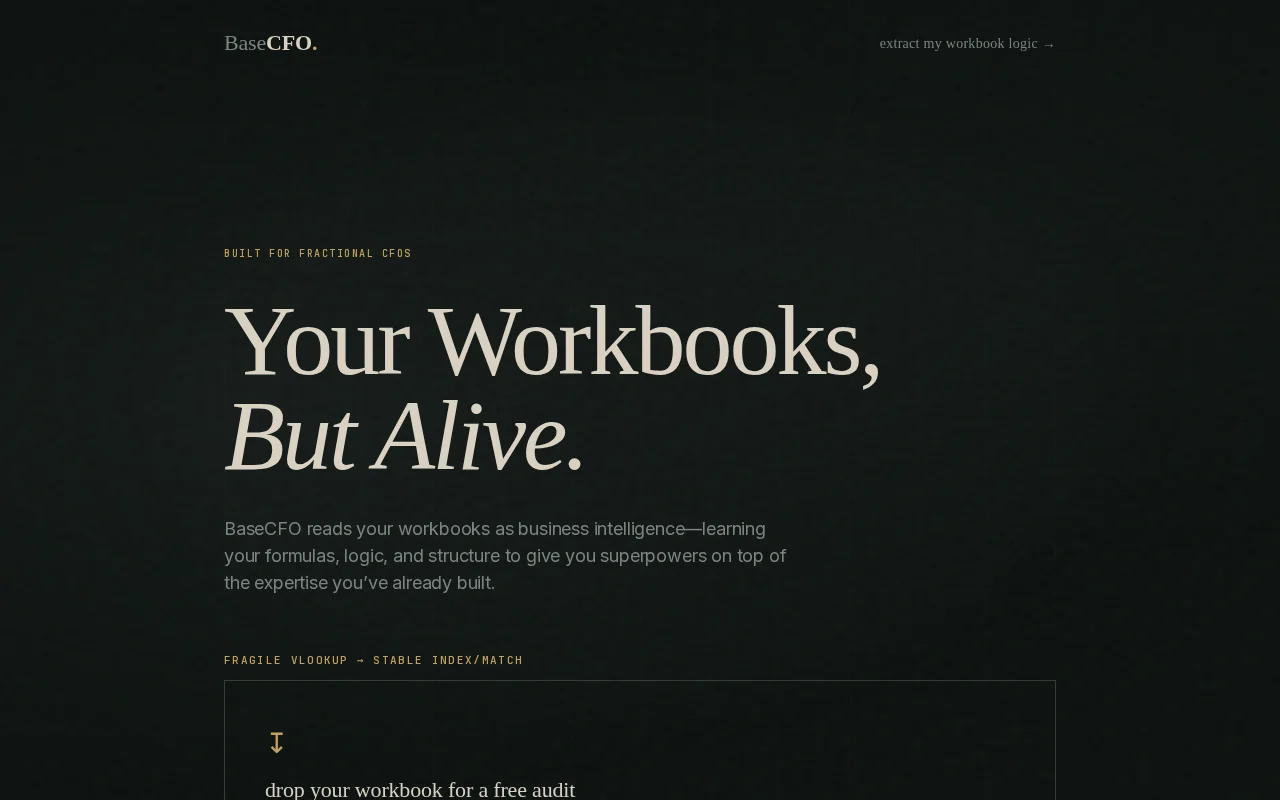 BaseCFO – workbooks as a queryable dashboard for fractional CFOs