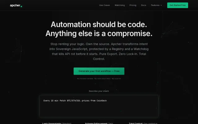 Apcher – Generate self-hosted Node.js workflows from prompts