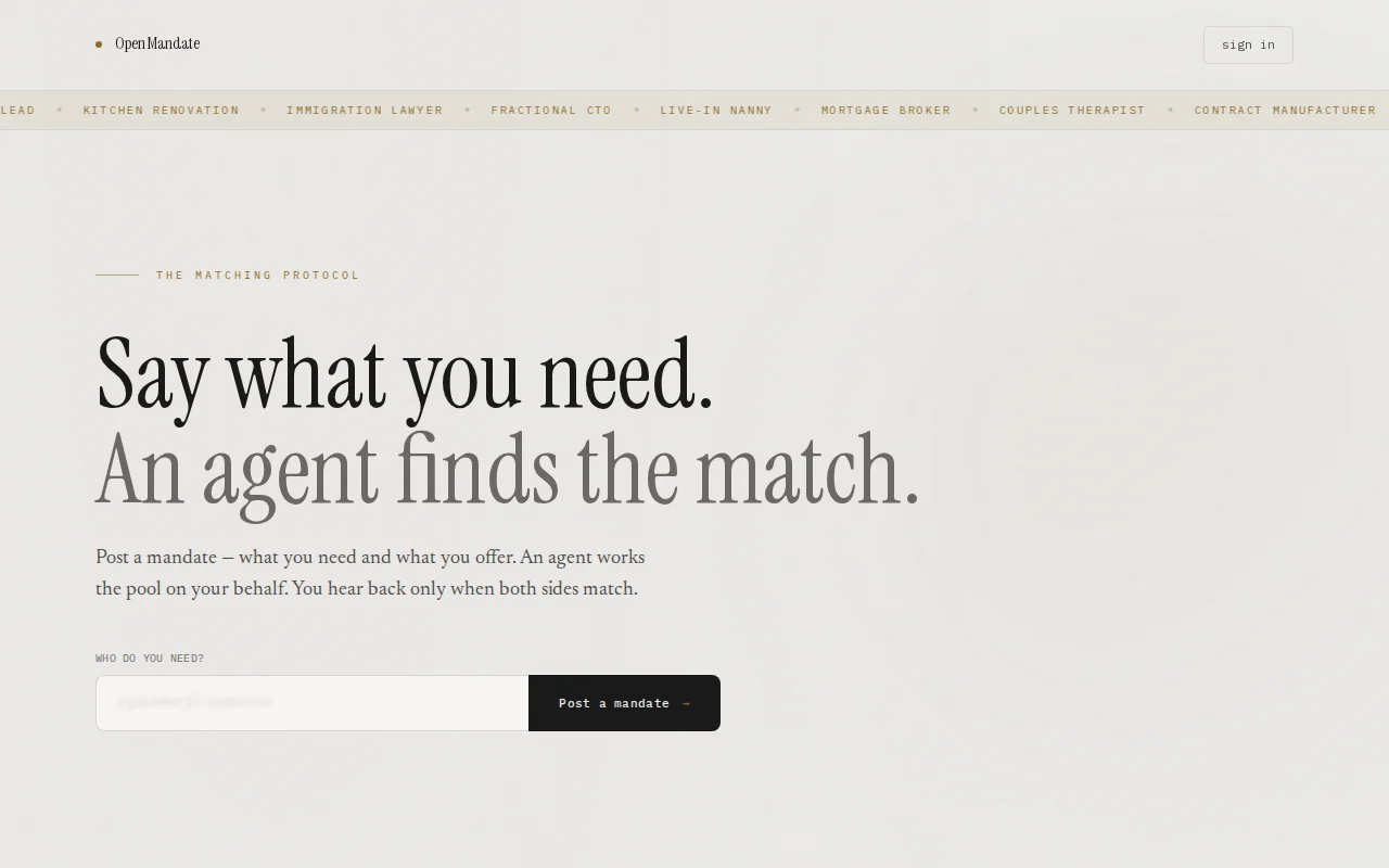 OpenMandate – Declare what you need, get matched