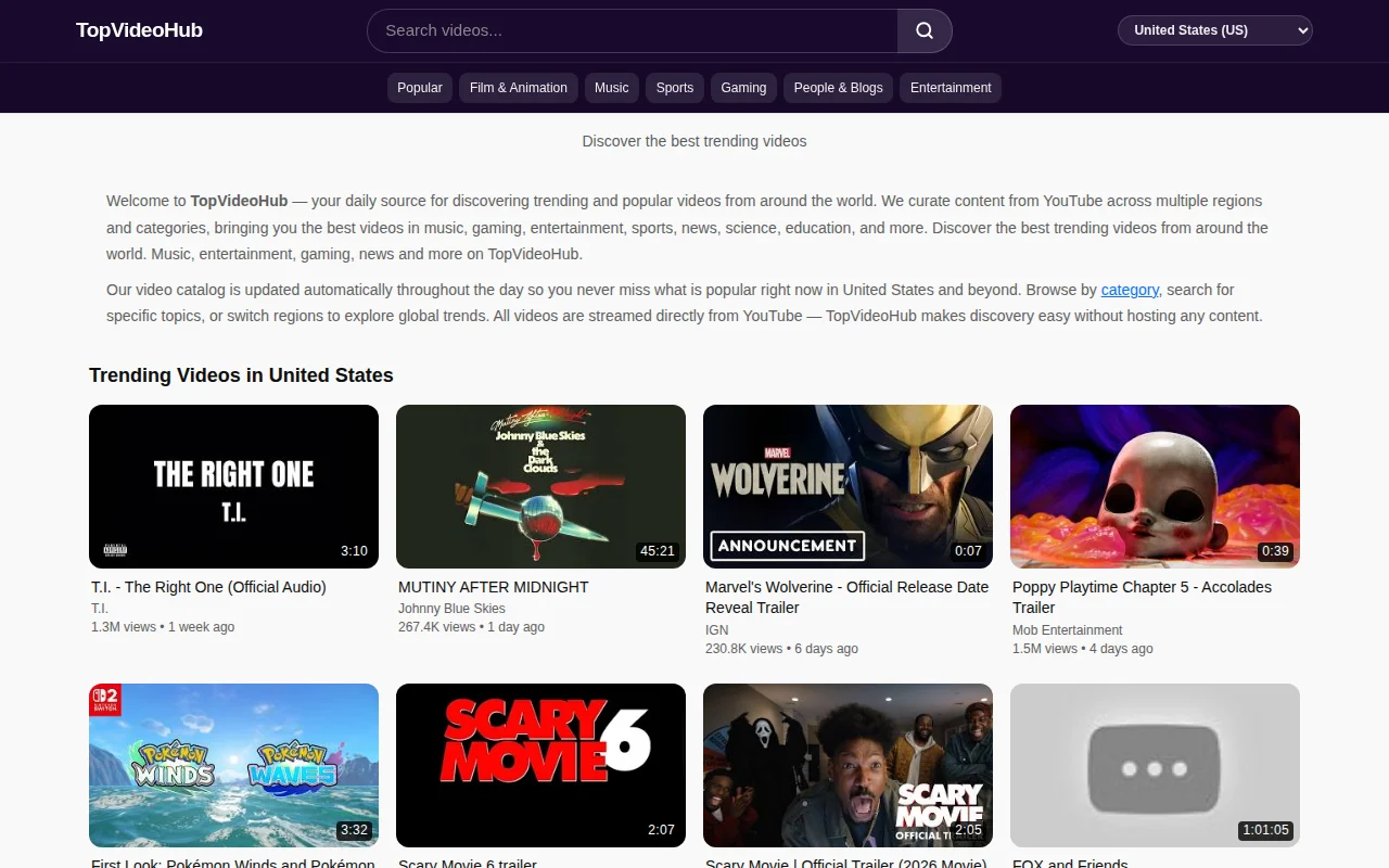 TopVideoHub – Discover trending videos across 9 Asia-Pacific regions