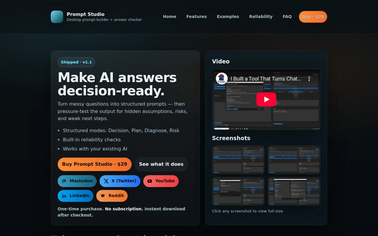 Franklin Prompt Studio – desktop tool for decision-ready AI answers