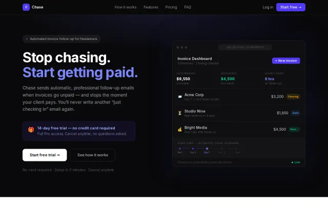 Chase – automated invoice follow-up emails for freelancers