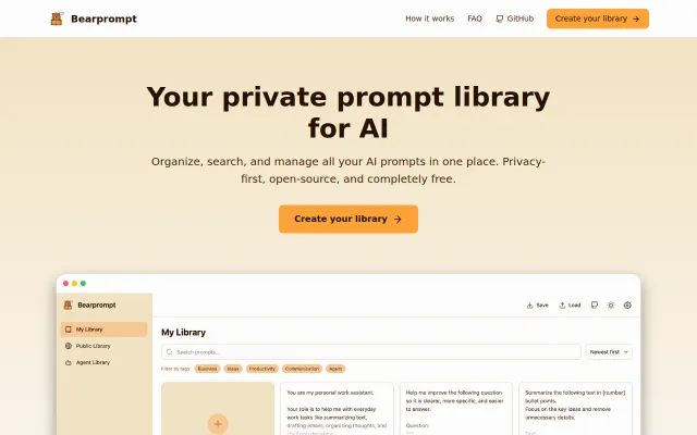 Bearprompt – Privacy-first prompt library that runs in the browser