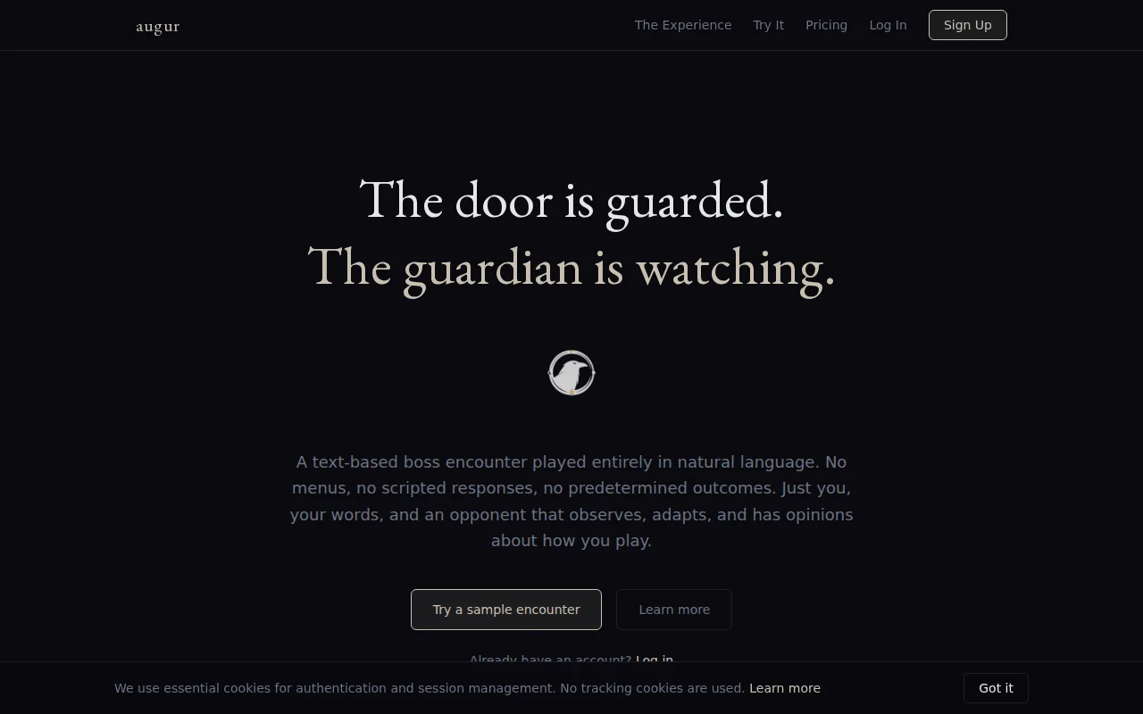 Augur – A text RPG boss fight where the boss learns across encounters