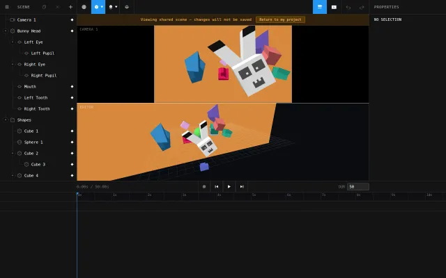 3D scenes stored in shareable URLs