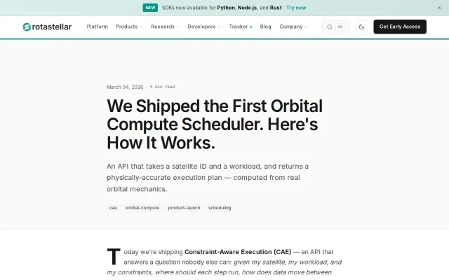 First API for orbital compute scheduling with real physics