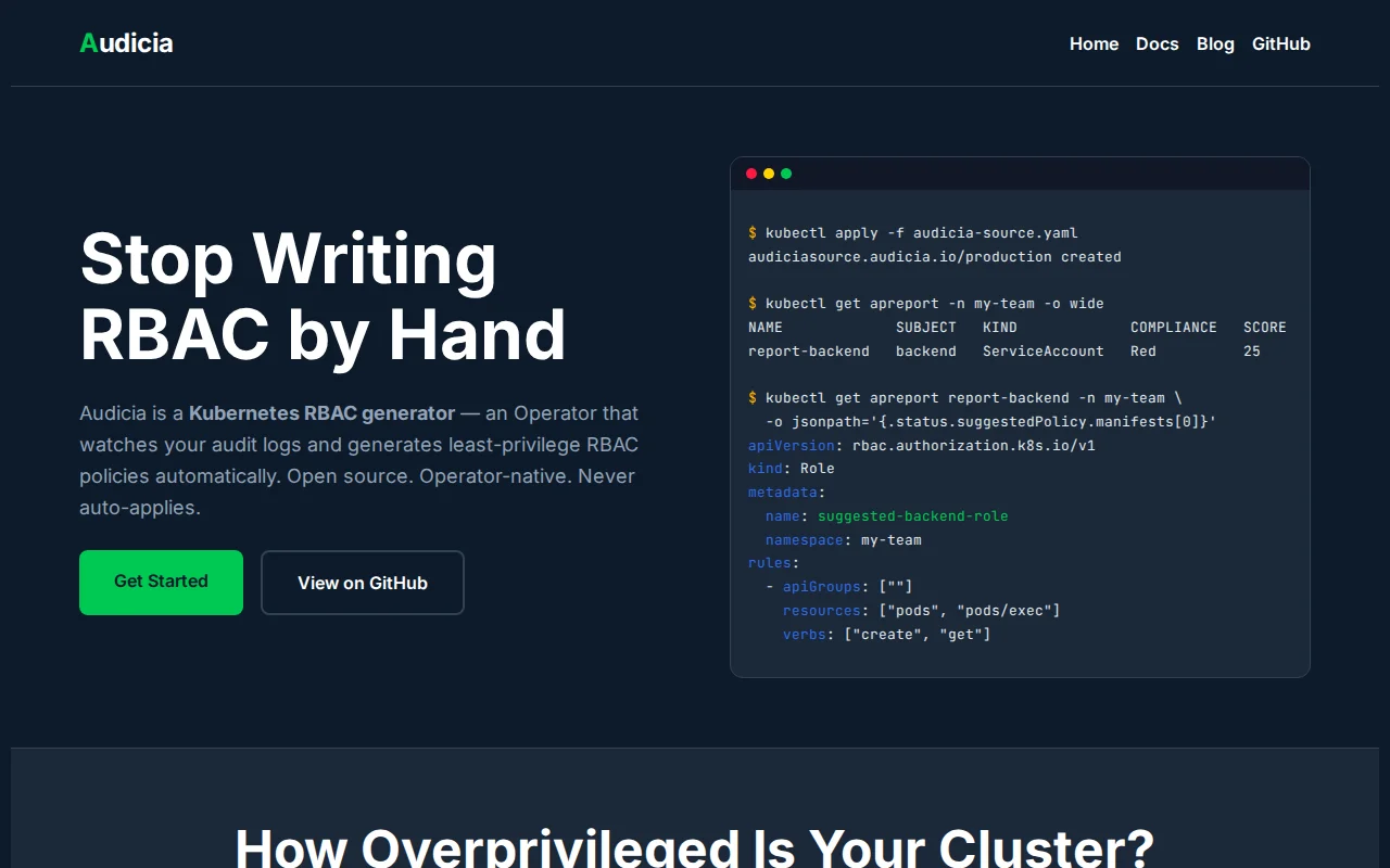 Audicia – Generate least-privilege Kubernetes RBAC from audit log