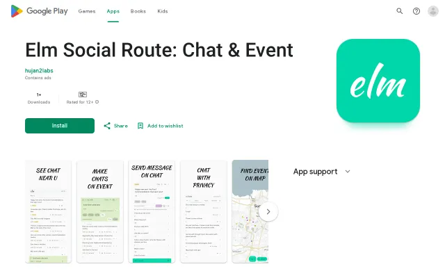 Elm Social Route – Geofenced chat, event, and route